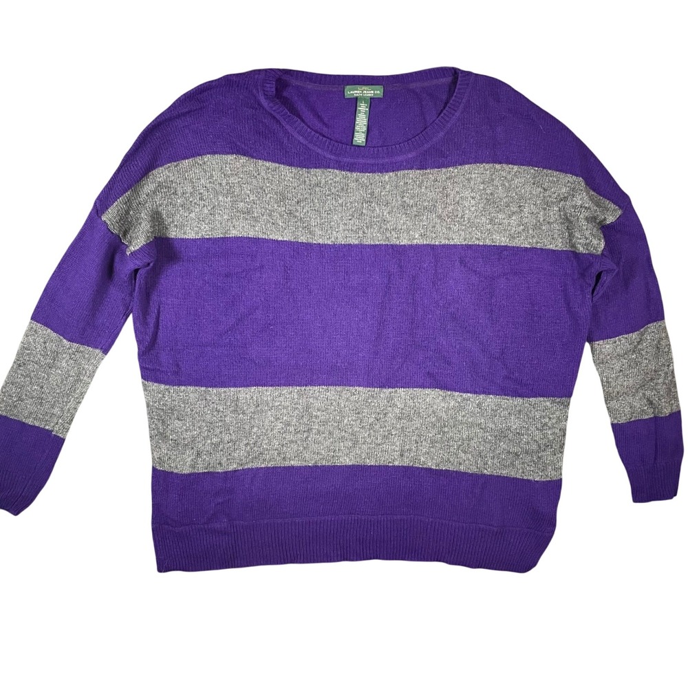 Lauren Ralph Lauren Jeans Co Sweater Large Striped Cashmere Blend Preppy